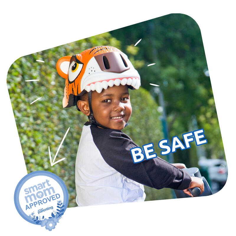 Fahrradhelm für Kinder | Orange Tiger | Crazy Safety | EN1078 Geprüft