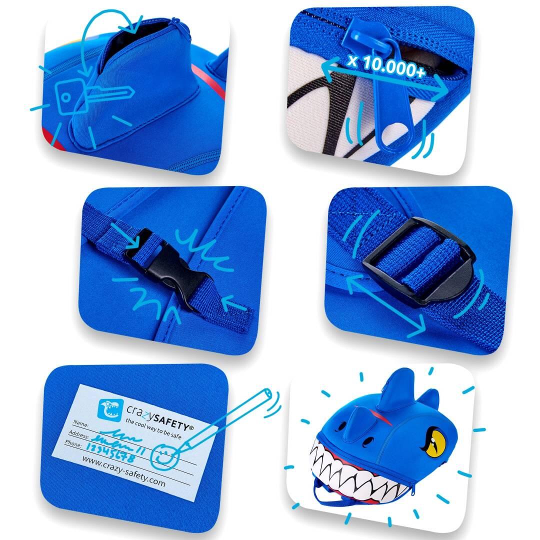 Sac à dos pour enfants | Dinosaure Bleu | Crazy Safety | Testé et certifié 3/15