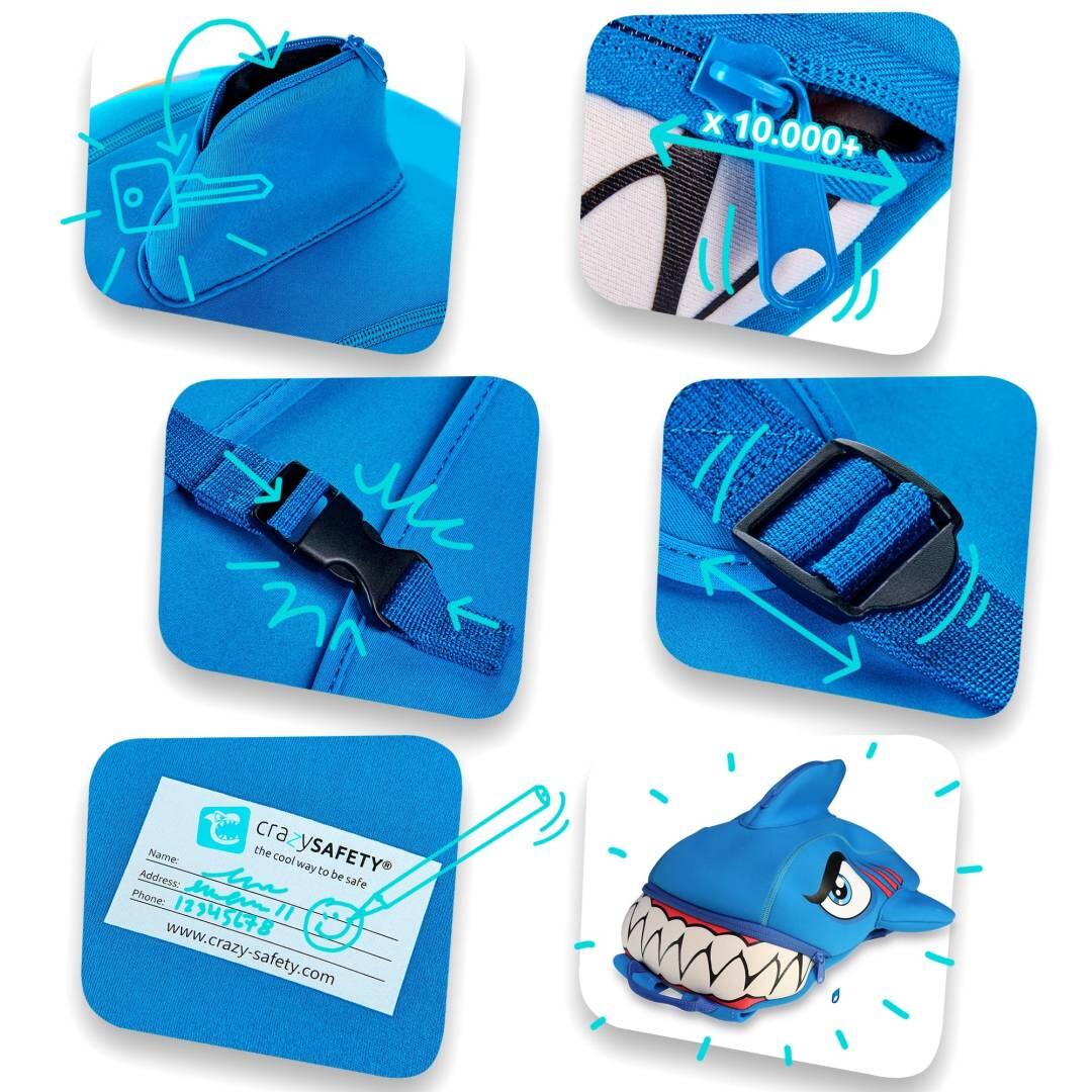 Zainetto per Scuola Materna in Neoprene | Squalo Blu | Testato e Certificato 3/5