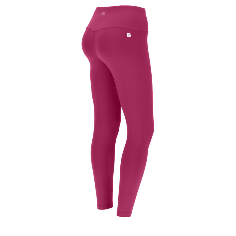 Legging taille haute court et gainant Fitness Cardio Femme Rose