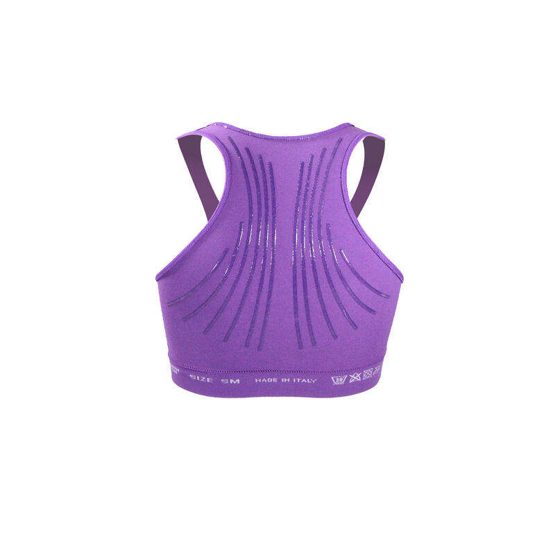 Top Intimo tecnico Donna Running Fitness Yoga Kinesiotaping interno viola