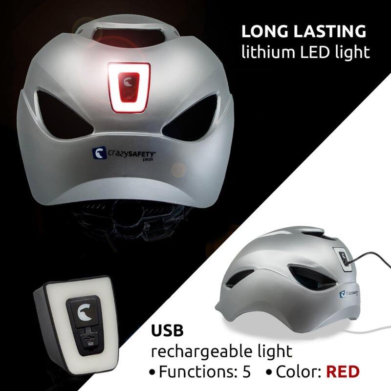 Casque de Vélo Urbain | Lumière USB rechargeable| Gris Mat (L) | Certifié EN1078