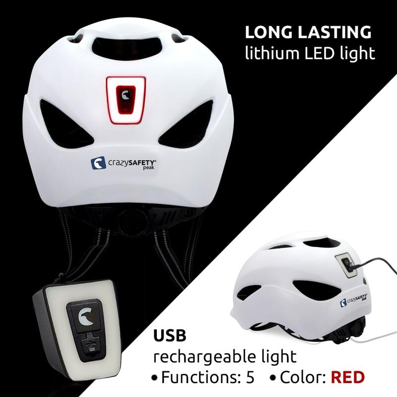 Urbaner Fahrradhelm| USB Licht| Matt Weiss (L) | EN1078 Zertifiziert