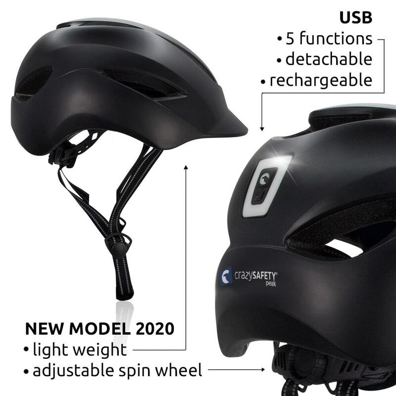 Casque de Vélo Urbain | Lumière USB rechargeable| Noir Mat (L) | Certifié EN1078