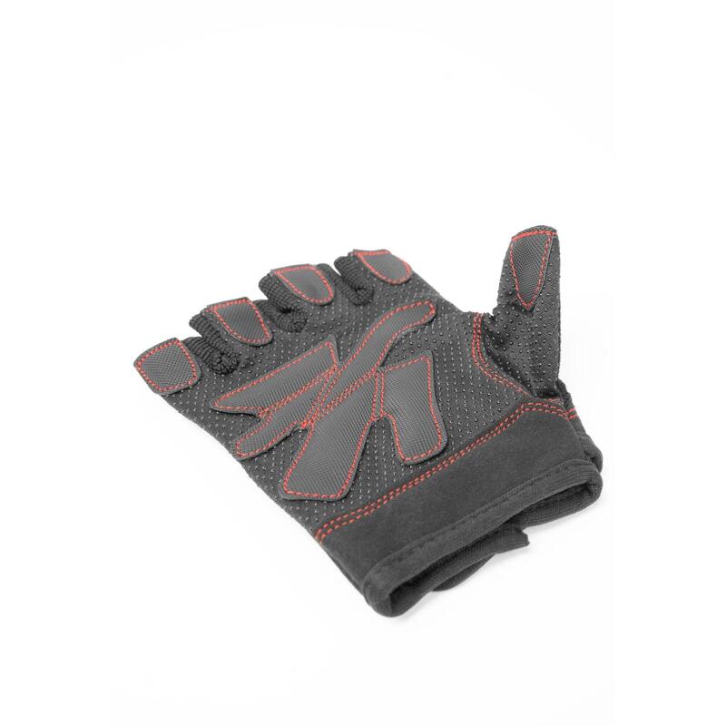 WoPour des hommes Gants de fitness - Noir/Rouge Stitched - L