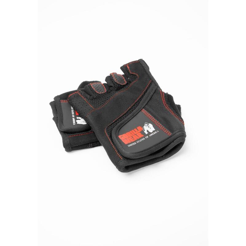 Women's Fitness Gloves - Black/Red Stitched