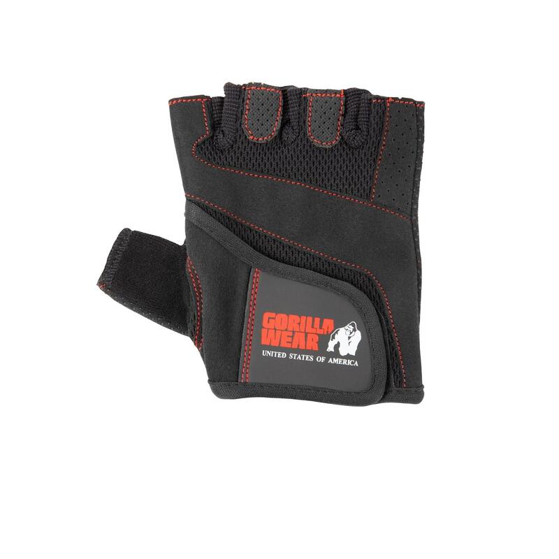 WoPour des hommes Gants de fitness - Noir/Rouge Stitched - L