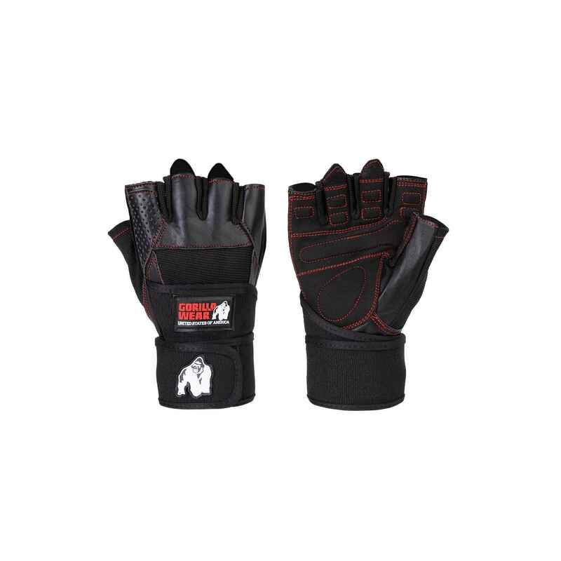 Wrist Wrap Gloves - Dallas - Schwarz/Rot Genäht