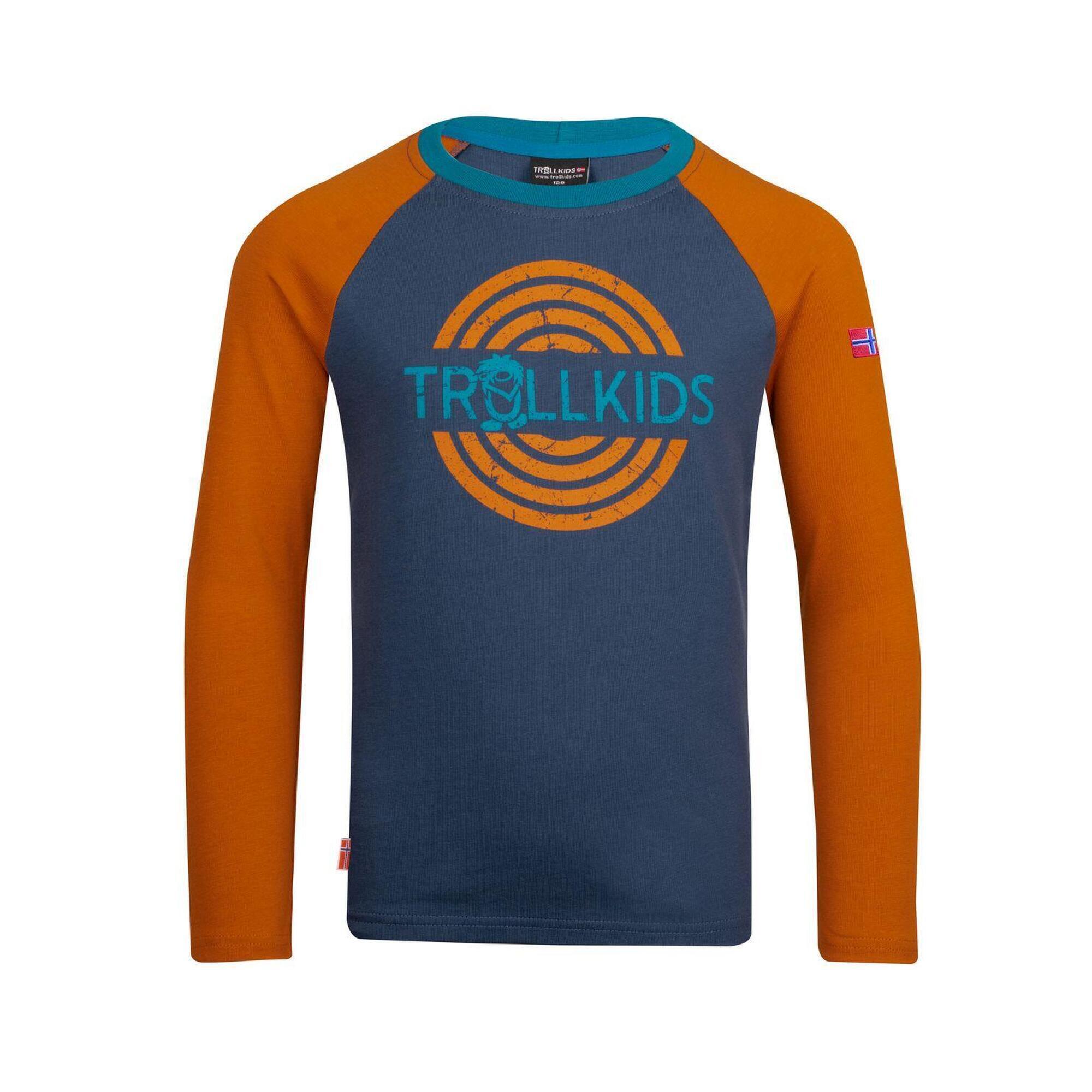 TROLLKIDS Kinder Longsleeve Preikestolen Nachtblau/Zimt