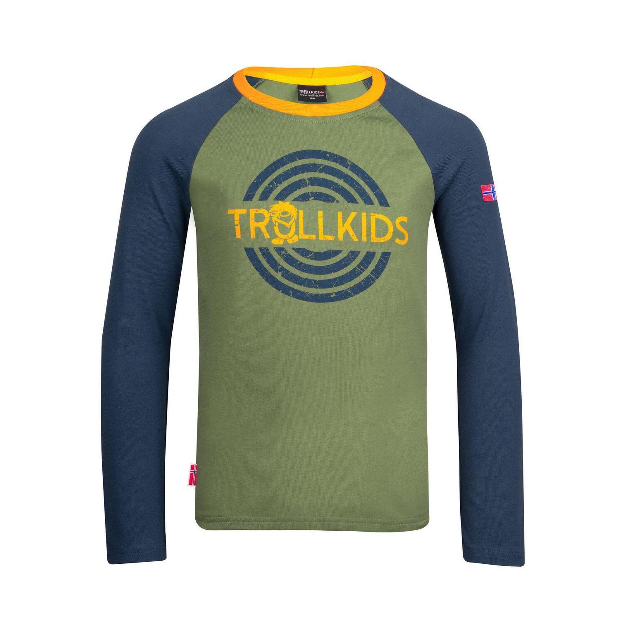 TROLLKIDS Kinder Longsleeve Preikestolen Mossgrün/Nachtblau