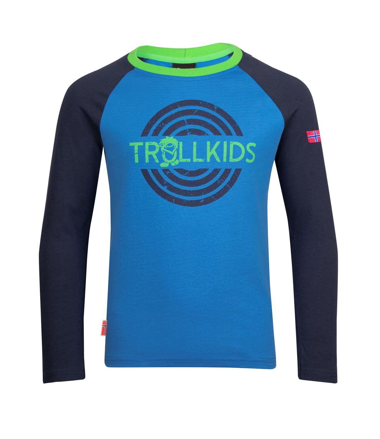 TROLLKIDS Kinder Longsleeve Preikestolen Mittelblau/Marineblau