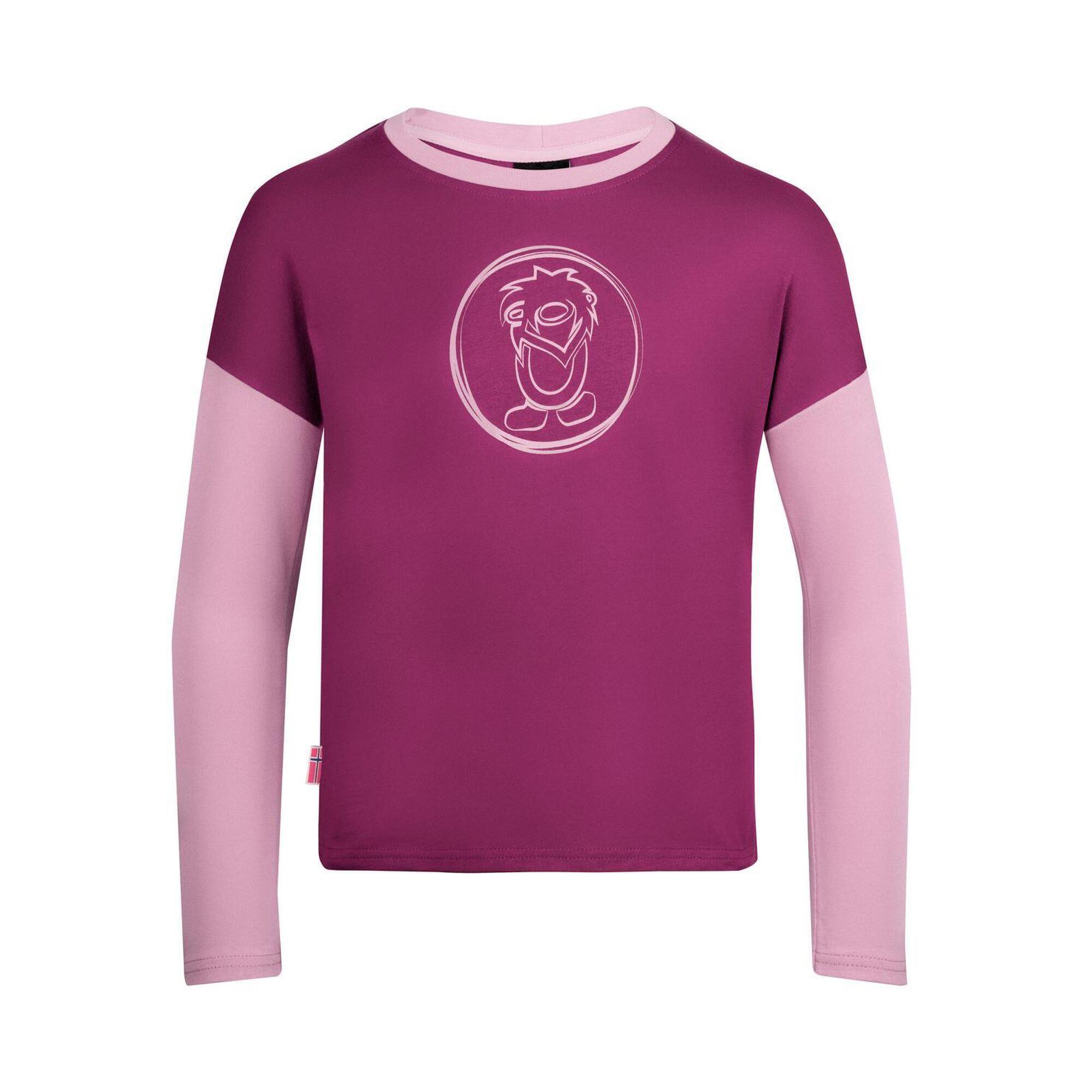 Girl's long T-shirt Preikestolen plum/mauve