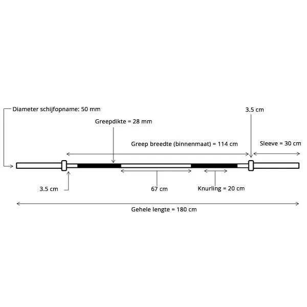 Haltère olympique - 180 cm - 50 mm