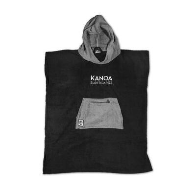Surf Poncho schwarz mit Kapuze und Känguru Tasche