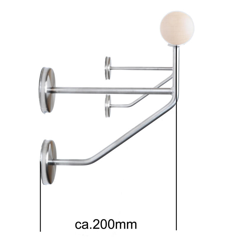 Suporte de Barra de Ballet PROFI com duplo Fixação,  em aço inoxidável, 200mm