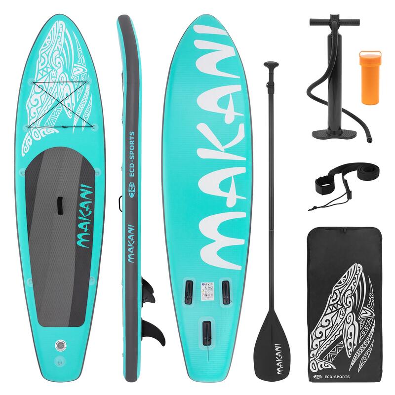 Stand up paddle board gonflable Makani avec pompe á air pagaie turquoise 320 cm
