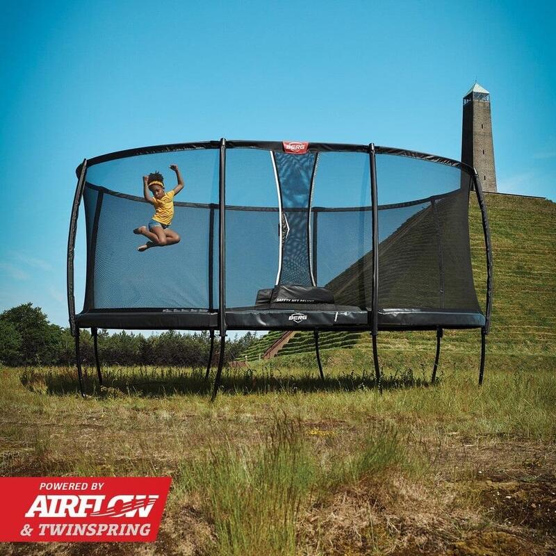 BERG Ultim Champion Trampoline Regular 500 Gris + Filet de Sécurité DLX XL