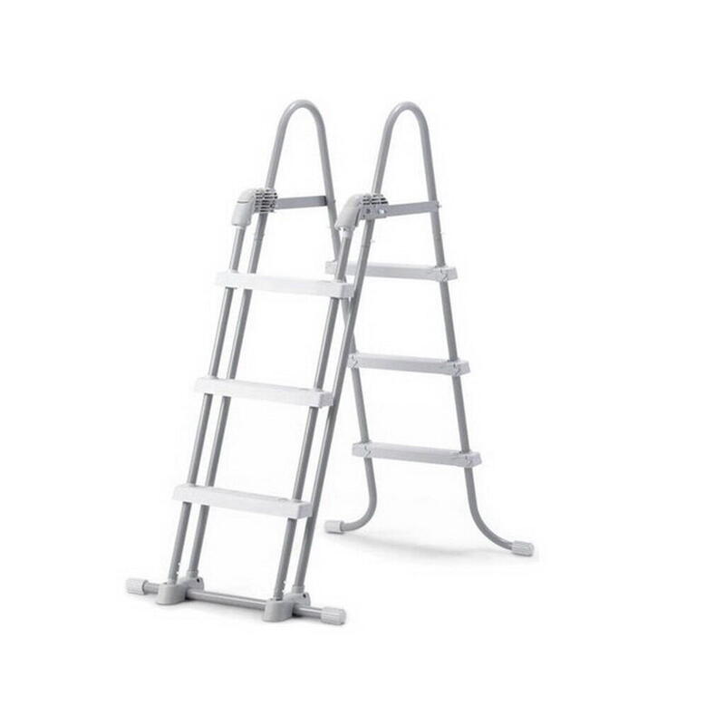 Escalera Piscinas Intex 28075 de seguridad para elevadas altura 91107 cm acero gris 151x117cm