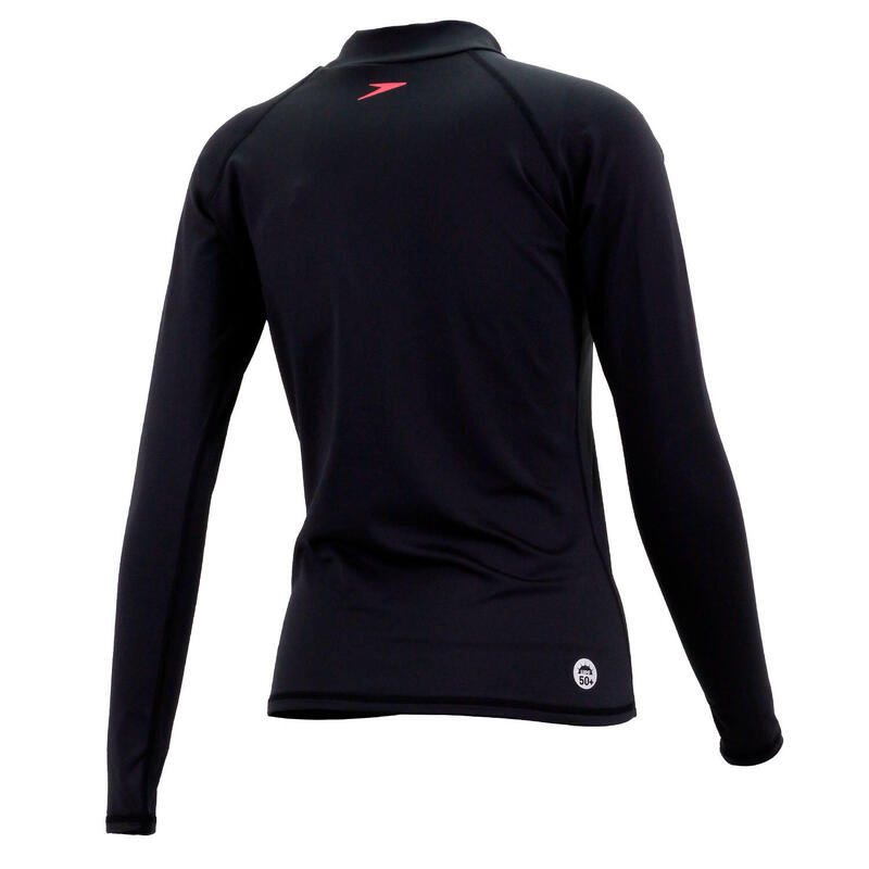 LADIES ESSENTIAL LONG SLEEVES RASHGUARD - BLACK/PHOENIX RED