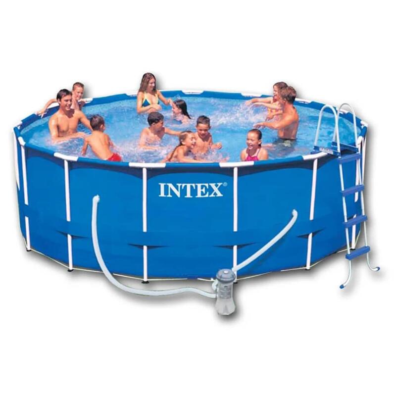 Intex Opbouwzwembad met pomp en ladder stalen frame 457 x 122 cm rond