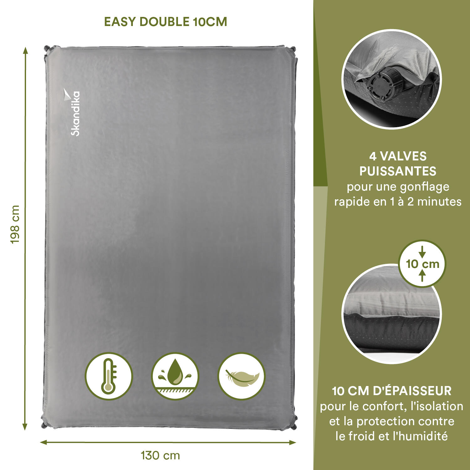 zelfopblazend Slaapmat Easy Double- 2 persoon - 10 cm dik 2/7