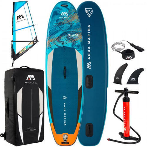 BLADE Inflatable Stand Up Paddle and Windsurf Board Set - Blue