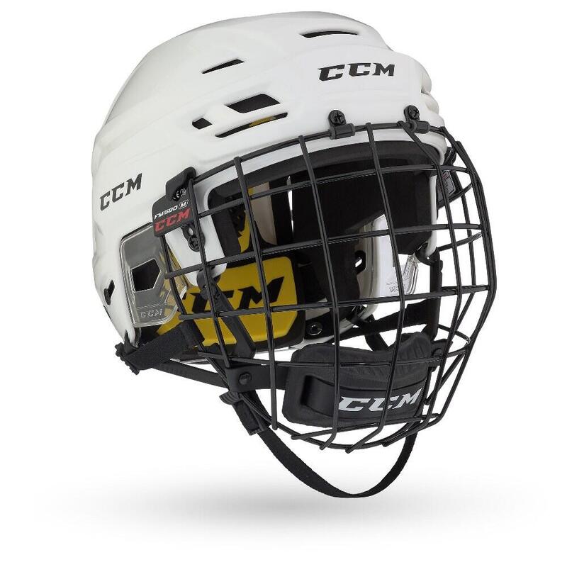 Casco de Hockey Blanco Adultos CCM TACKS 210 Combo