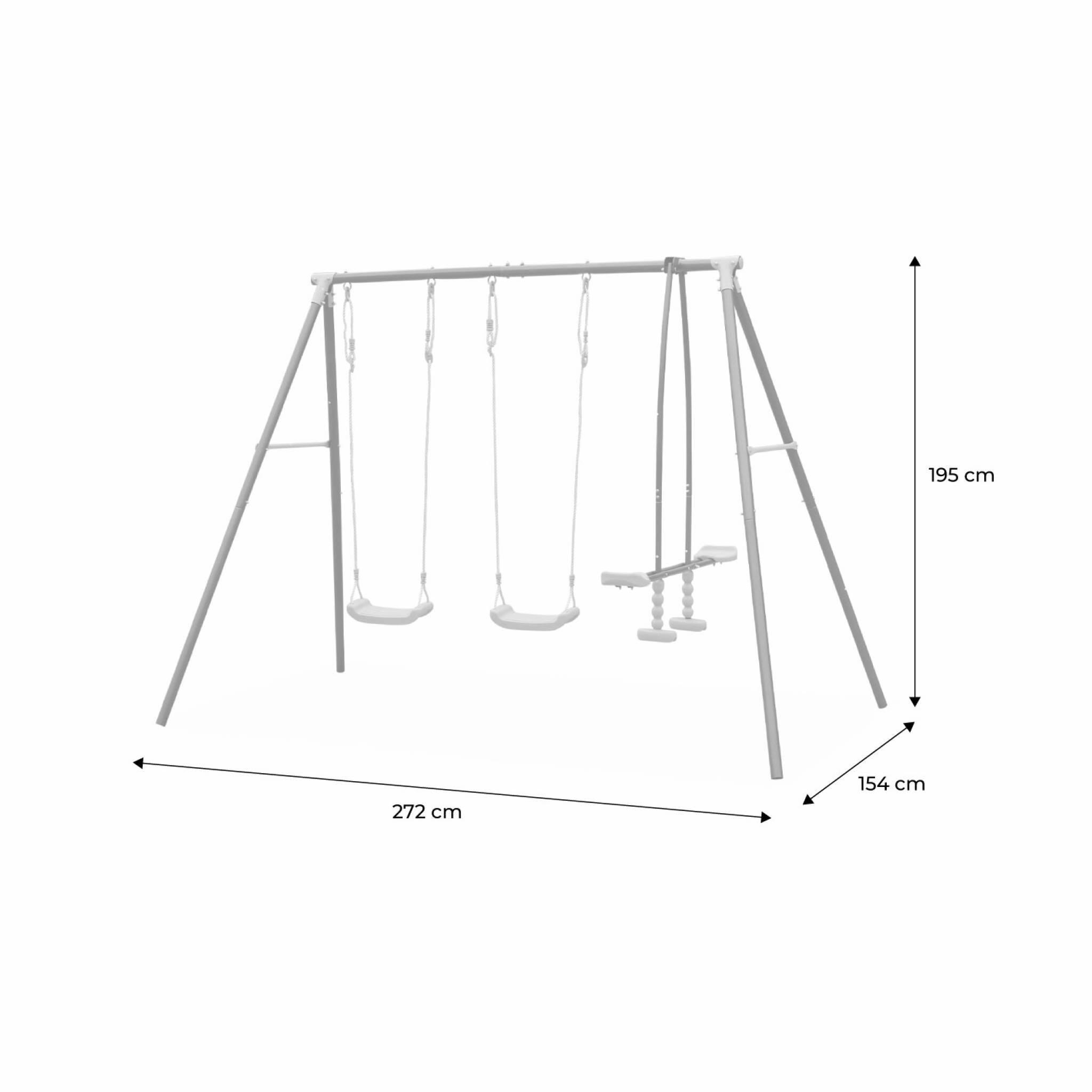 Conjunto de parque infantil com baloiço, 3 aparelhos e 4 lugares, Verde 4/5