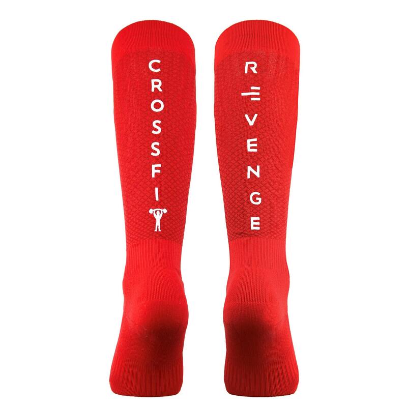 Calze Crossfit adulti protezioni tibia silicone e spugna Kinesiotaping rosso