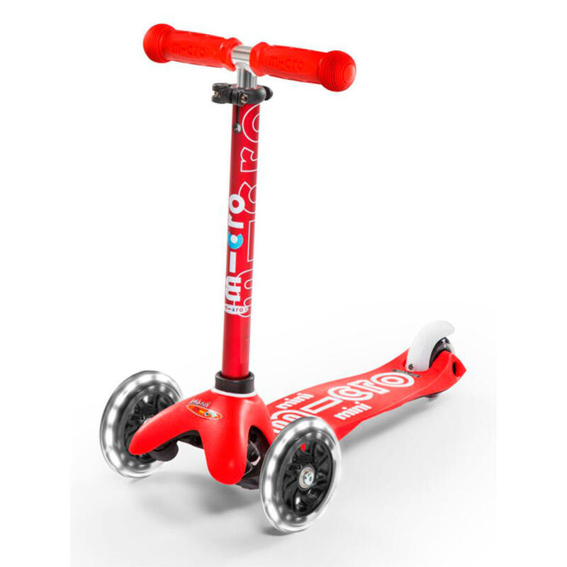 PATINETE INFANTIL MICRO MINI DELUXE LED ROJO DE 3 RUEDAS DESMONTABLE