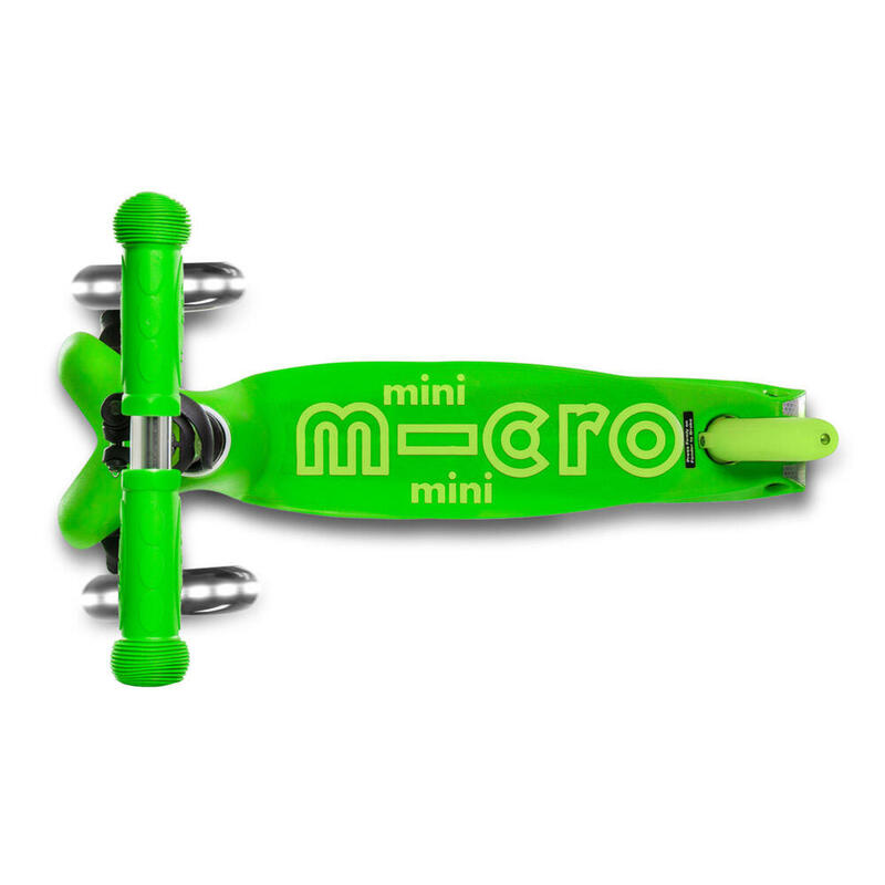 TROTINETE CRIANÇA MICRO MINI DELUXE LED VERDE 3 RODAS DESTACÁVEL