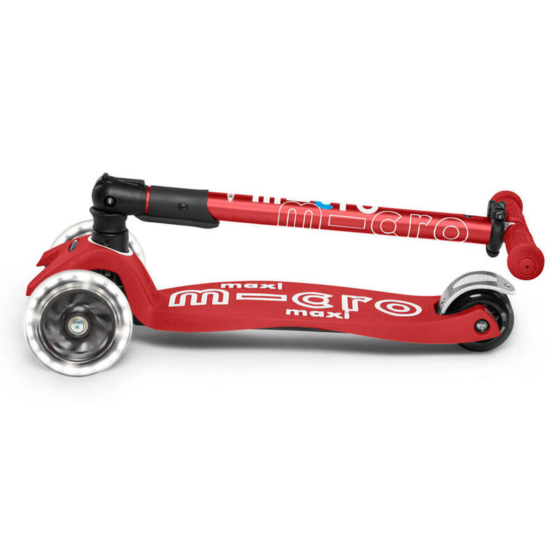 PATINETE INFANTIL MICRO MAXI DELUXE LED ROJO DE 3 RUEDAS PLEGABLE