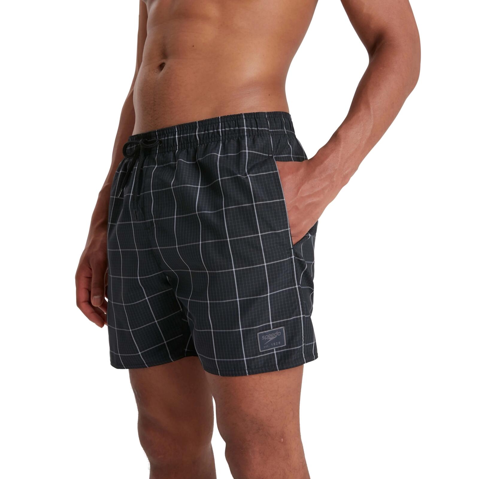 Check Leisure 16in Adult Male Swim Watershorts Black/Grey 3/6