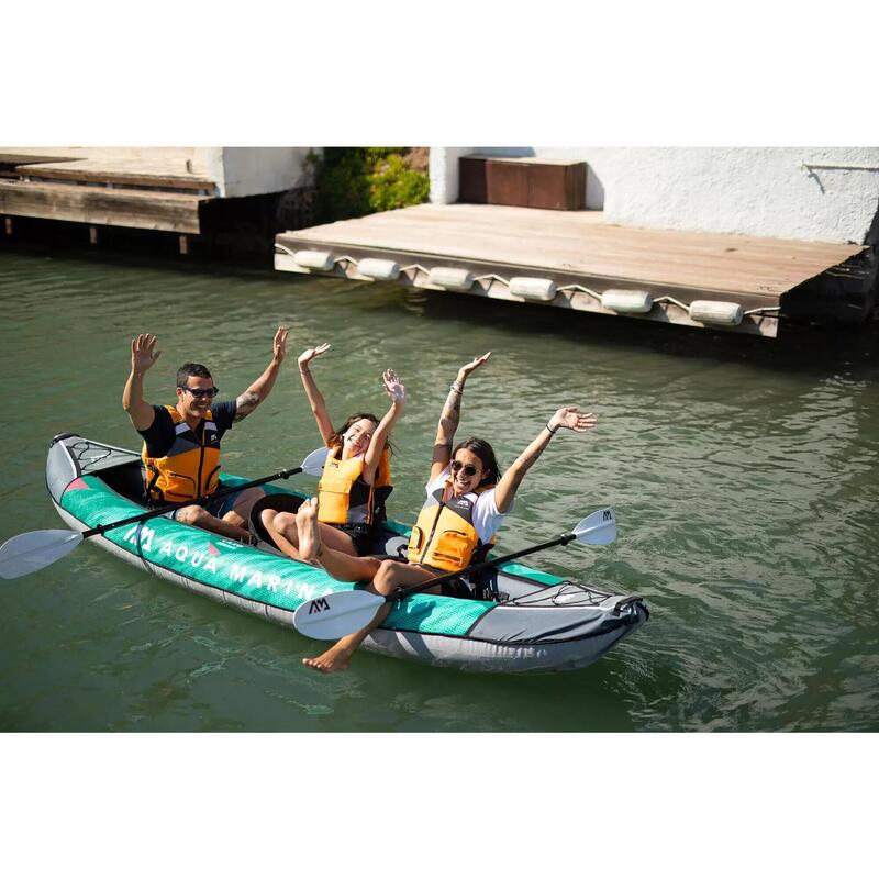 LAXO 12’6″ 3單人充氣獨木舟套裝 - 綠色