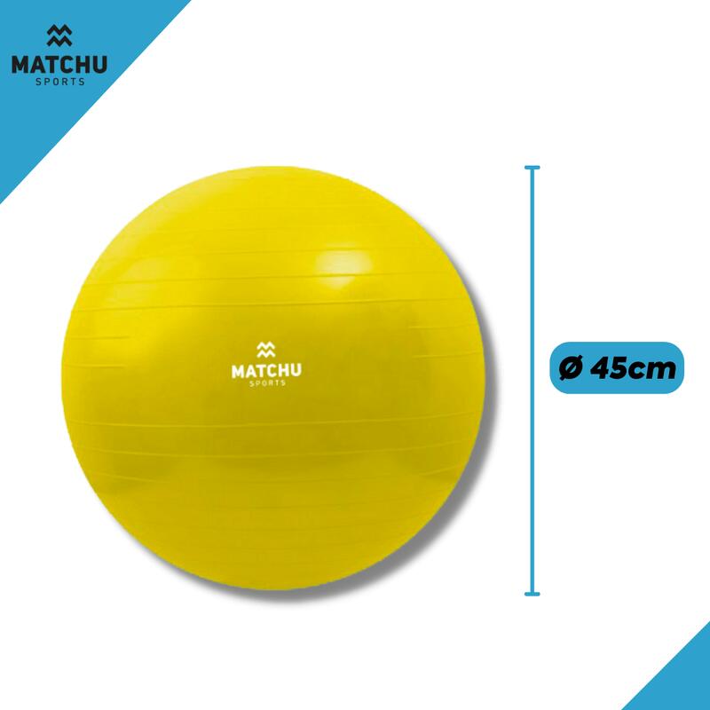 Ballon de fitness 45cm - Jaune - Ø 45cm