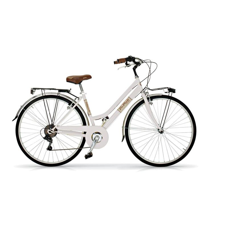 Bicicleta de paseo Via Veneto 605 para mujer, 6 velocidades en color blanco