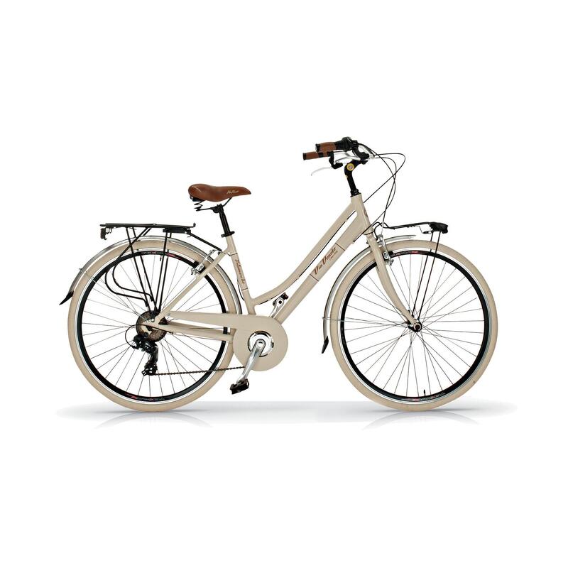 Bicicleta de paseo para mujer Via Veneto 605 aluminio, 6 velocidades color beige