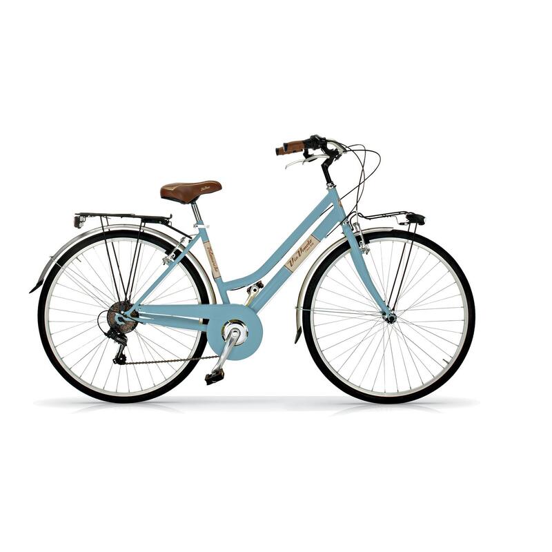Bicicleta de paseo Via Veneto 605 para mujer, 6 velocidades en color azul claro