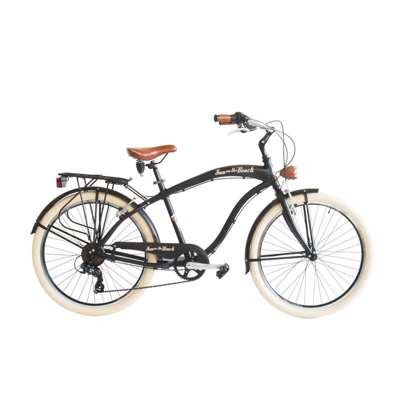 Bicicleta Cruiser 790 hombre, cuadro de aluminio, 6 vel en color negro