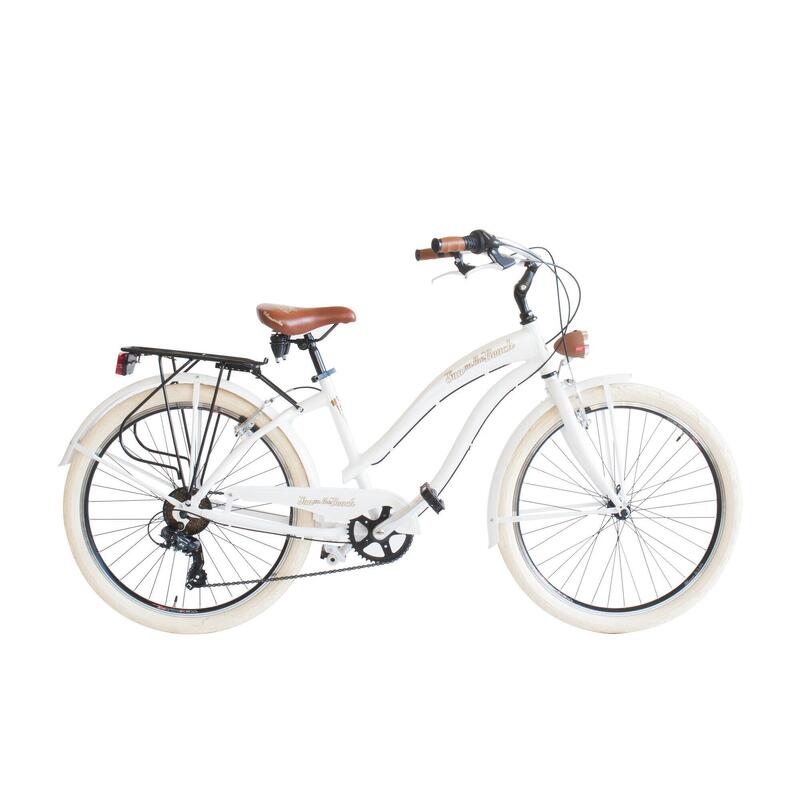 Bicicleta Cruiser 790 parar mujer, cuadro de aluminio, 6 vel en color beige