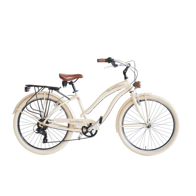 Bicicleta Cruiser 790 parar mujer, cuadro de aluminio, 6 vel en color blanco