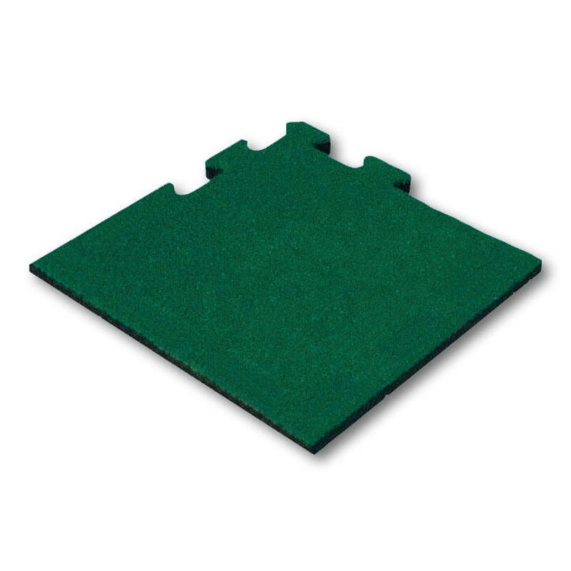 Baldosa de goma 25 mm - 50 x 50 cm Verde - Sistema de puzzle - Pieza de esquina