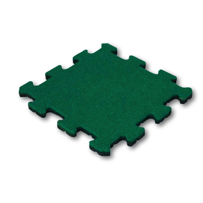 Dalle en caoutchouc 25 mm 50 x 50 cm Vert - Système de puzzle - Pièce centrale