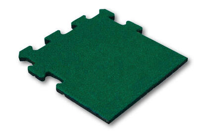 Rubber tegel groen 25mm - 50x50 cm - puzzelsysteem zijstuk