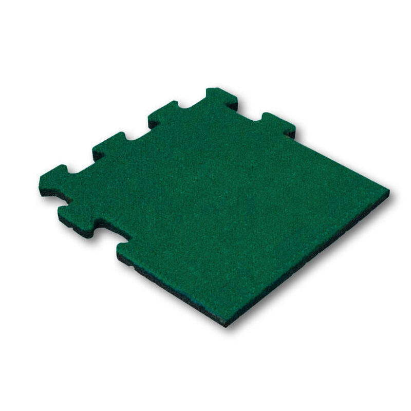Baldosa de Caucho Verde 25mm - 50x50 cm - Sistema Puzzle Pieza Lateral