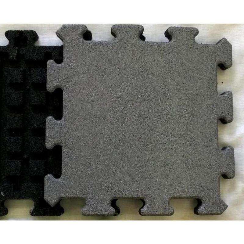 Baldosa de Goma Negra 25mm - 50x50 cm - Sistema Puzzle Pieza Central