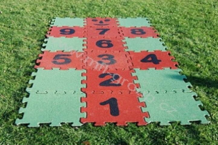 Rubber tegel 50 mm - 50x50 cm Puzzel - Rood - Hoekstuk 2/3