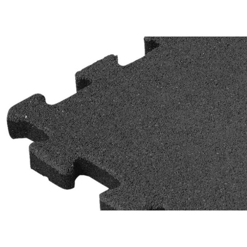 Dalle Caoutchouc Noir 25mm - 50x50 cm - Pièce d'angle Puzzle System