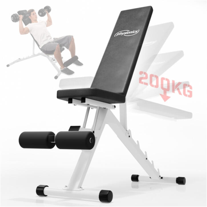 Physionics Verstelbare Fitnessbank - Belastbaar tot 200 kg - Wit 2/7