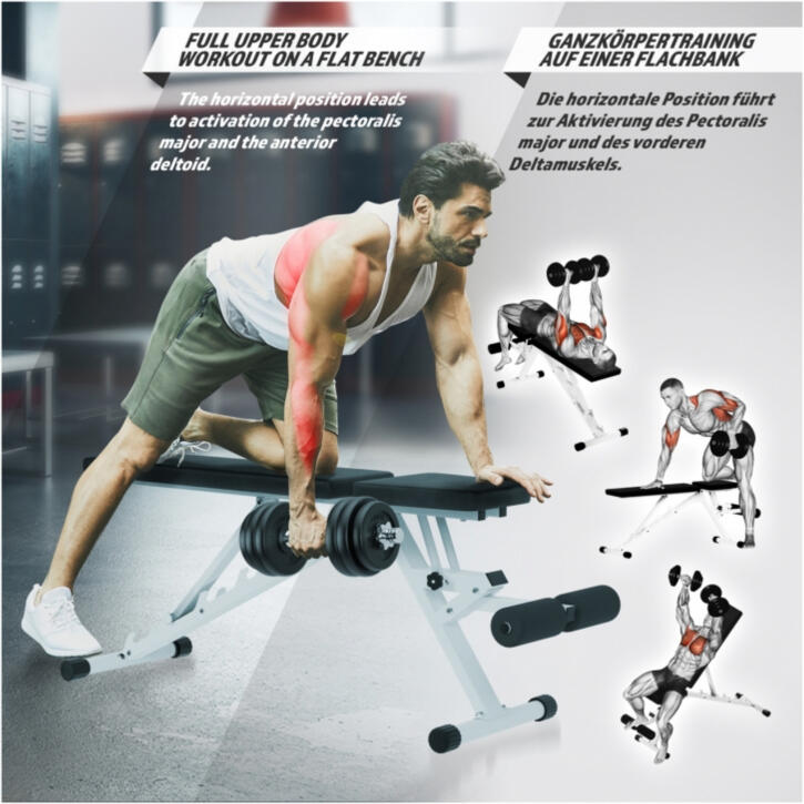 Physionics Verstelbare Fitnessbank - Belastbaar tot 200 kg - Wit 5/7